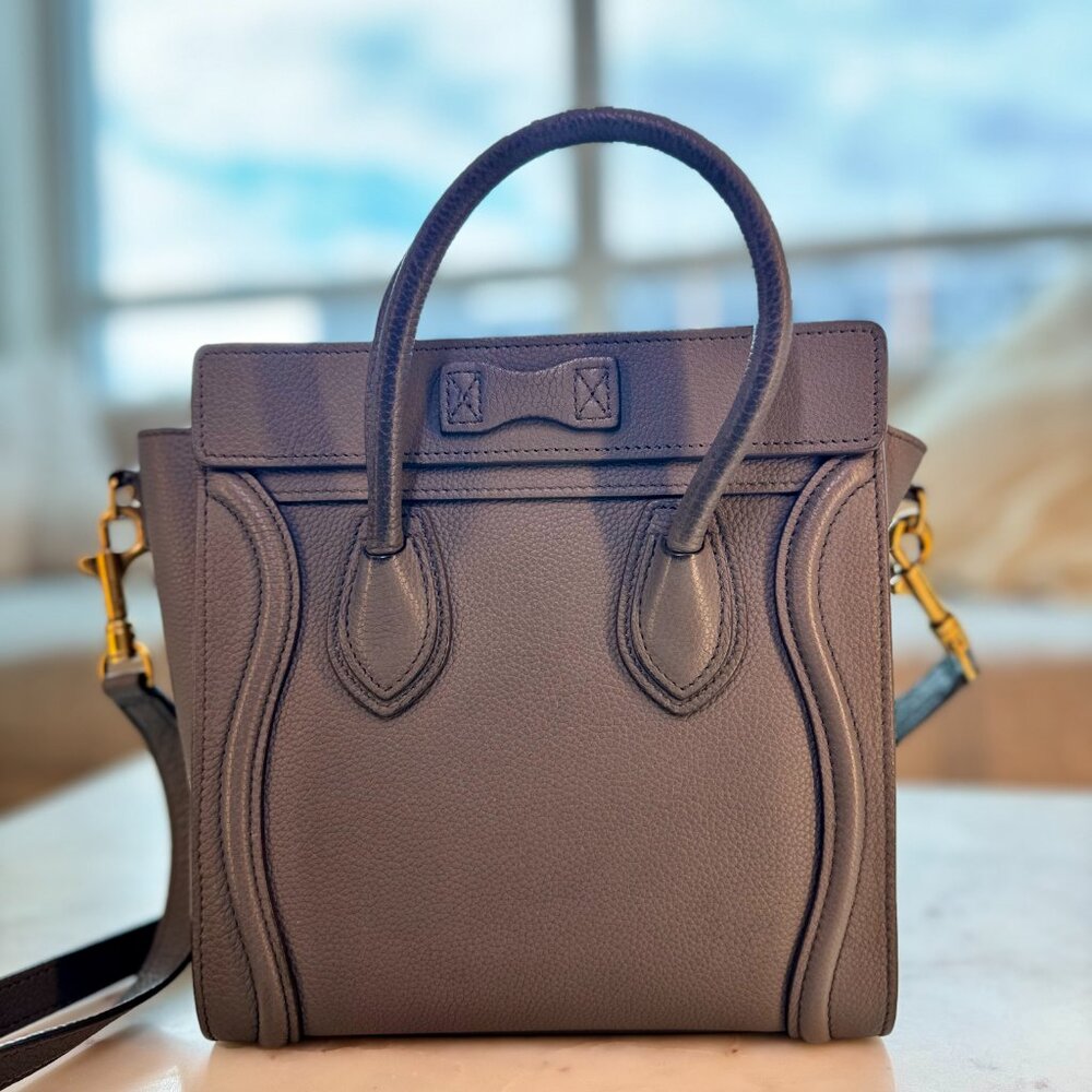 Celine Nano Luggage in Baby Drummed Calfskin Kohl - Picture 4 of 8